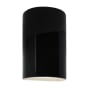 Justice Design Group Ambiance 10" Tall Half Cylinder Open Top LED ADA Wall Sconce Gloss Black