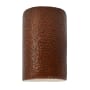 Justice Design Group Ambiance 10" Tall Half Cylinder Open Top LED ADA Wall Sconce Hammered Copper