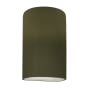 Justice Design Group Ambiance 10" Tall Half Cylinder Open Top LED ADA Wall Sconce Matte Green
