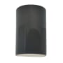 Justice Design Group Ambiance 2 Light 10" Tall LED Cylinder Outdoor Wall Sconce Gloss Grey