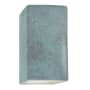 Justice Design Group Ambiance 14" Tall Rectangular Closed Top LED ADA Wall Sconce Verde Patina