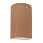 Justice Design Group Ambiance 10" Tall Perforated Half Cylinder Closed Top ADA Wall Sconce Adobe
