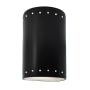Justice Design Group Ambiance 10" Tall Perforated Half Cylinder Closed Top ADA Wall Sconce Carbon Matte Black