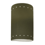 Justice Design Group Ambiance 10" Tall Perforated Half Cylinder Closed Top ADA Wall Sconce Matte Green
