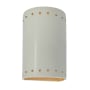 Justice Design Group Ambiance 10" Tall Perforated Half Cylinder Closed Top ADA Wall Sconce Matte White / Champagne Gold