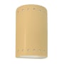 Justice Design Group Ambiance 10" Tall Perforated Half Cylinder Closed Top ADA Wall Sconce Muted Yellow