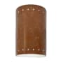 Justice Design Group Ambiance 10" Tall Perforated Half Cylinder Closed Top ADA Wall Sconce Rust Patina