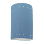 Justice Design Group Ambiance 10" Tall Perforated Half Cylinder Closed Top ADA Wall Sconce Sky Blue