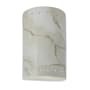 Justice Design Group Ambiance 10" Tall Perforated Half Cylinder Closed Top ADA Wall Sconce Carrara Marble