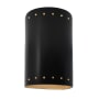 Justice Design Group Ambiance 10" Tall Perforated Half Cylinder Open Top ADA Wall Sconce Carbon Matte Black / Champagne Gold