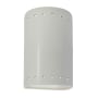 Justice Design Group Ambiance 10" Tall Perforated Half Cylinder Open Top ADA Wall Sconce Matte White