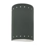 Justice Design Group Ambiance 10" Tall Perforated Half Cylinder Open Top ADA Wall Sconce Pewter Green