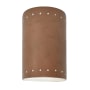Justice Design Group Ambiance 10" Tall Perforated Half Cylinder Open Top ADA Wall Sconce Terra Cotta