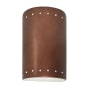 Justice Design Group Ambiance 2 Light 10" Tall LED Cylinder Outdoor Wall Sconce with Perforated Holes Antique Copper