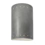 Justice Design Group Ambiance 2 Light 10" Tall LED Cylinder Outdoor Wall Sconce with Perforated Holes Antique Silver