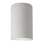 Justice Design Group Ambiance 2 Light 10" Tall LED Cylinder Outdoor Wall Sconce with Perforated Holes Bisque
