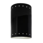 Justice Design Group Ambiance 2 Light 10" Tall LED Cylinder Outdoor Wall Sconce with Perforated Holes Gloss Black / Matte White