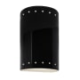 Justice Design Group Ambiance 2 Light 10" Tall LED Cylinder Outdoor Wall Sconce with Perforated Holes Gloss Black