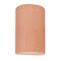 Justice Design Group Ambiance 2 Light 10" Tall LED Cylinder Outdoor Wall Sconce with Perforated Holes Gloss Blush
