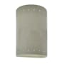 Justice Design Group Ambiance 2 Light 10" Tall LED Cylinder Outdoor Wall Sconce with Perforated Holes Celadon Green Crackle