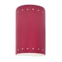 Justice Design Group Ambiance 2 Light 10" Tall LED Cylinder Outdoor Wall Sconce with Perforated Holes Cerise