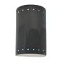 Justice Design Group Ambiance 2 Light 10" Tall LED Cylinder Outdoor Wall Sconce with Perforated Holes Gloss Grey