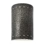 Justice Design Group Ambiance 2 Light 10" Tall LED Cylinder Outdoor Wall Sconce with Perforated Holes Hammered Pewter