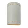 Justice Design Group Ambiance 2 Light 10" Tall LED Cylinder Outdoor Wall Sconce with Perforated Holes Matte White / Champagne Gold
