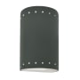 Justice Design Group Ambiance 2 Light 10" Tall LED Cylinder Outdoor Wall Sconce with Perforated Holes Pewter Green