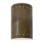 Justice Design Group Ambiance 2 Light 10" Tall LED Cylinder Outdoor Wall Sconce with Perforated Holes Tierra Red Slate