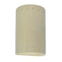 Justice Design Group Ambiance 2 Light 10" Tall LED Cylinder Outdoor Wall Sconce with Perforated Holes Vanilla