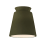 Justice Design Group Radiance 8" Wide LED Outdoor Flush Mount Ceiling Fixture from the Trapezoid Series Matte Green