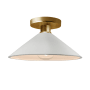 Justice Design Group Radiance 12" Wide LED Semi-Flush Ceiling Fixture with a Ceramic Bisque Shade Polished Brass