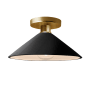 Justice Design Group Radiance 12" Wide LED Semi-Flush Ceiling Fixture with a Ceramic Gloss Black Shade Polished Brass