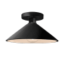 Justice Design Group Radiance 12" Wide LED Semi-Flush Ceiling Fixture with a Ceramic Gloss Black Shade Matte Black