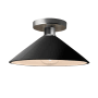 Justice Design Group Radiance 12" Wide LED Semi-Flush Ceiling Fixture with a Ceramic Gloss Black Shade Brushed Nickel