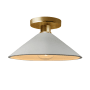 Justice Design Group Radiance 12" Wide LED Semi-Flush Ceiling Fixture with a Ceramic Matte White and Champagne Gold Shade Polished Brass