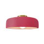Justice Design Group Radiance 13" Wide LED Semi-Flush Ceiling Fixture with a Ceramic Cerise Shade Polished Brass