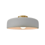 Justice Design Group Radiance 13" Wide LED Semi-Flush Ceiling Fixture with a Ceramic Matte White Shade Polished Brass