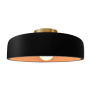 Justice Design Group Radiance 16" Wide Semi-Flush Ceiling Fixture with a Ceramic Carbon Matte Black and Champagne Gold Shade Polished Brass