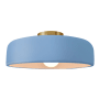 Justice Design Group Radiance 16" Wide LED Semi-Flush Ceiling Fixture with a Ceramic Sky Blue Shade Polished Brass