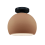 Justice Design Group Radiance 7" Wide Semi-Flush Globe Ceiling Fixture with a Ceramic Adobe Shade Matte Black