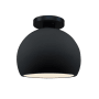 Justice Design Group Radiance 7" Wide LED Semi-Flush Globe Ceiling Fixture with a Ceramic Gloss Black Shade Matte Black