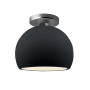 Justice Design Group Radiance 7" Wide LED Semi-Flush Globe Ceiling Fixture with a Ceramic Gloss Black Shade Brushed Nickel