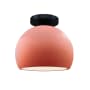Justice Design Group Radiance 7" Wide LED Semi-Flush Globe Ceiling Fixture with a Ceramic Gloss Blush Shade Matte Black