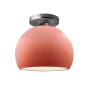 Justice Design Group Radiance 7" Wide LED Semi-Flush Globe Ceiling Fixture with a Ceramic Gloss Blush Shade Brushed Nickel