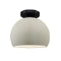Justice Design Group Radiance 7" Wide Semi-Flush Globe Ceiling Fixture with a Ceramic White Crackle Shade Matte Black