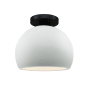 Justice Design Group Radiance 7" Wide Semi-Flush Globe Ceiling Fixture with a Ceramic Gloss White Shade Matte Black
