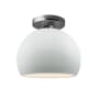 Justice Design Group Radiance 7" Wide Semi-Flush Globe Ceiling Fixture with a Ceramic Gloss White Shade Brushed Nickel