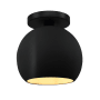 Justice Design Group Radiance 10" Wide LED Semi-Flush Globe Ceiling Fixture with a Ceramic Carbon Matte Black and Champagne Gold Shade Matte Black